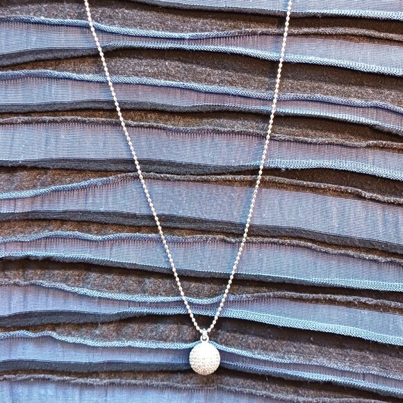 Michael Kors Pendant Silver Pave Sparkly Ball w Crystal Rhinestones 30" Chain - Picture 7 of 8